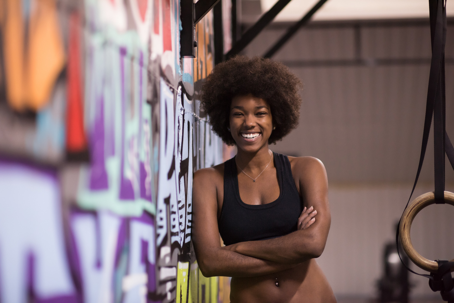 Portrait of Black Women after Workout Dipping Exercise